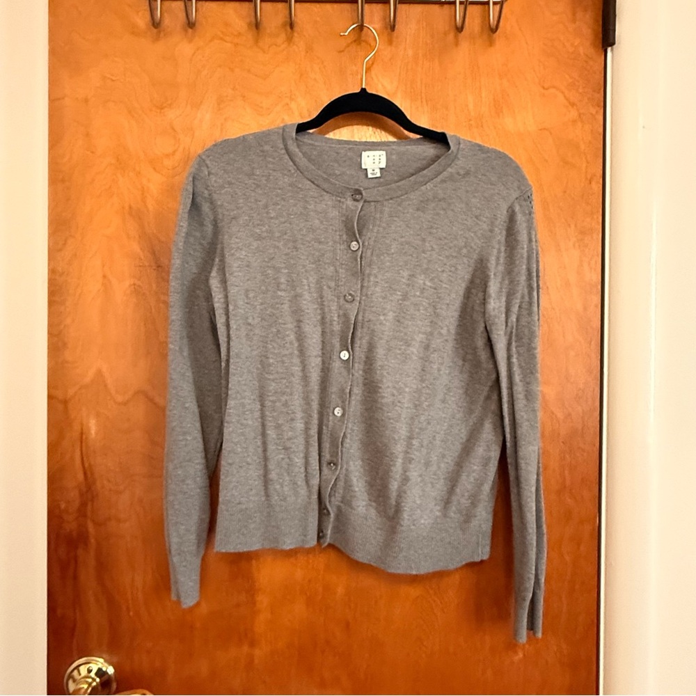 Gray Button-Up Women's Cardigan Sweater